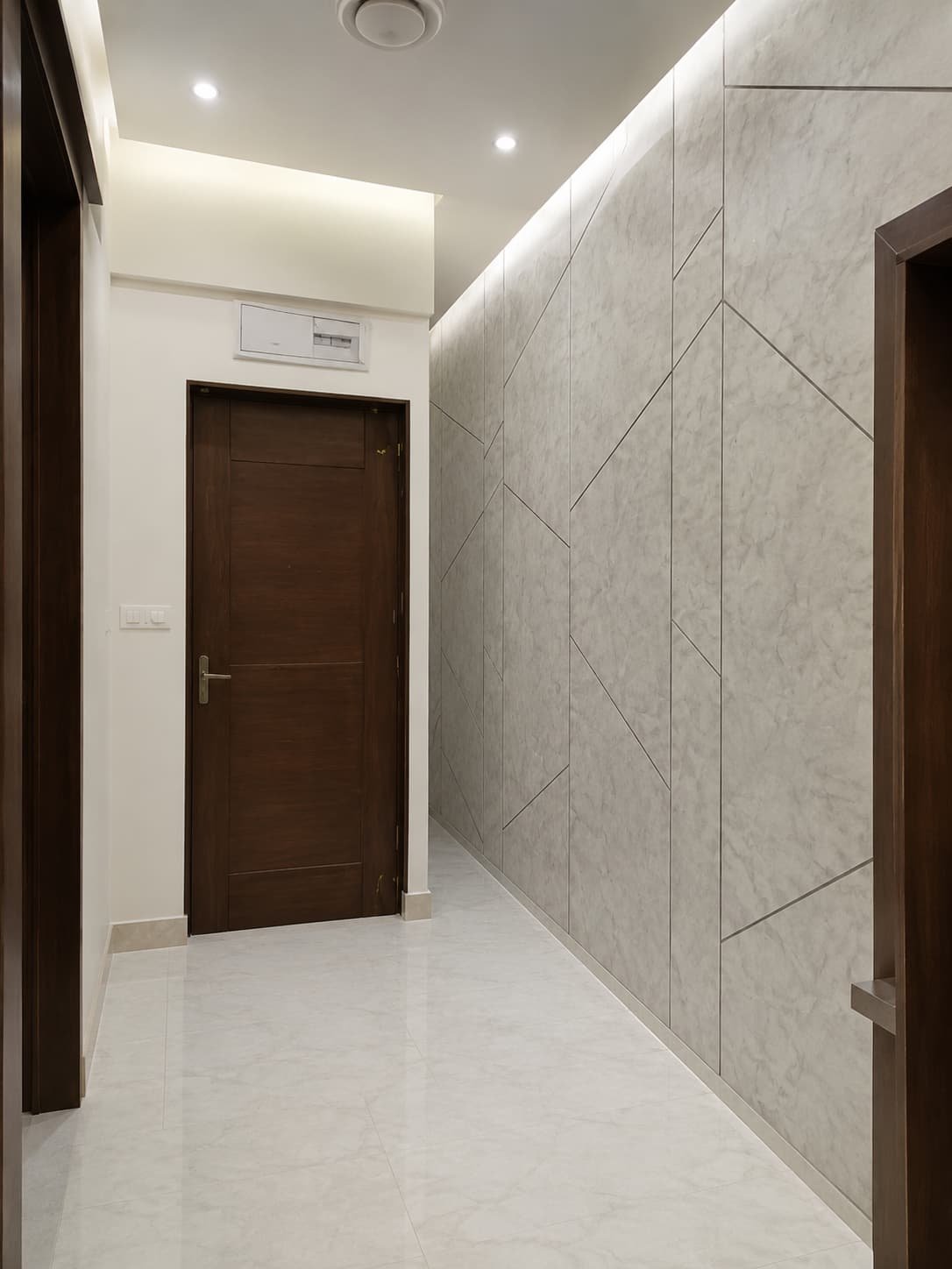 Marble Effect Texture Painting Hyderabad Representative marble-effect hallway texture painting in Gachibowli Hyderabad