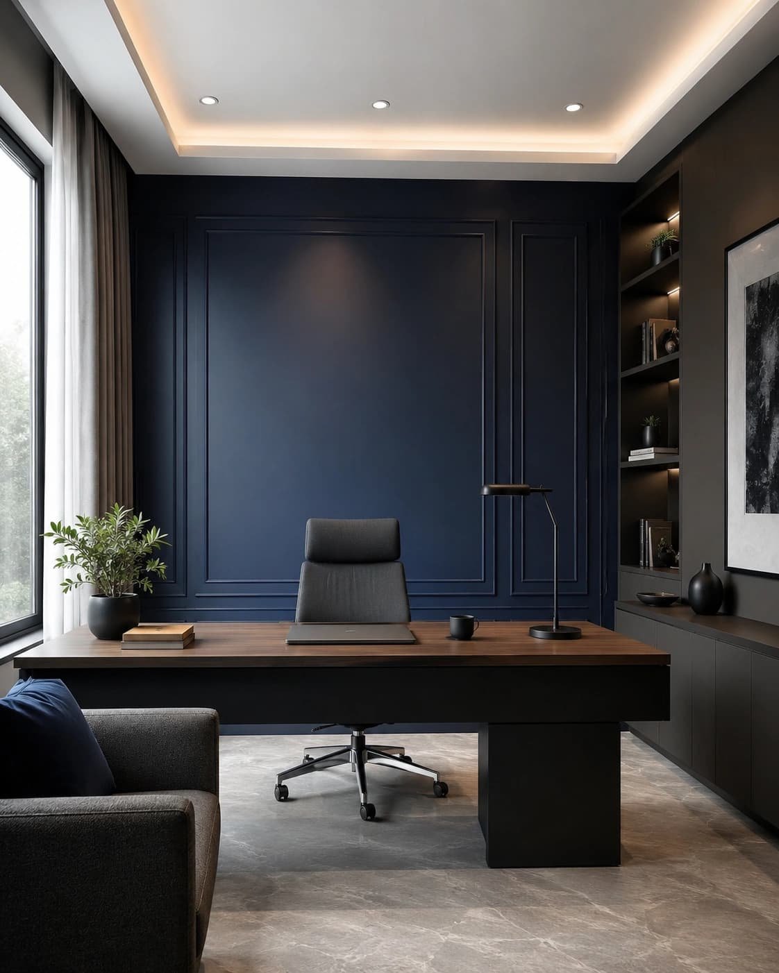 Navy blue office paint colour palette in Hitec City Hyderabad