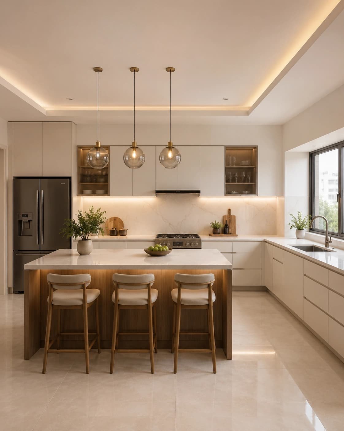 Warm white kitchen paint colour palette in Narsingi Hyderabad