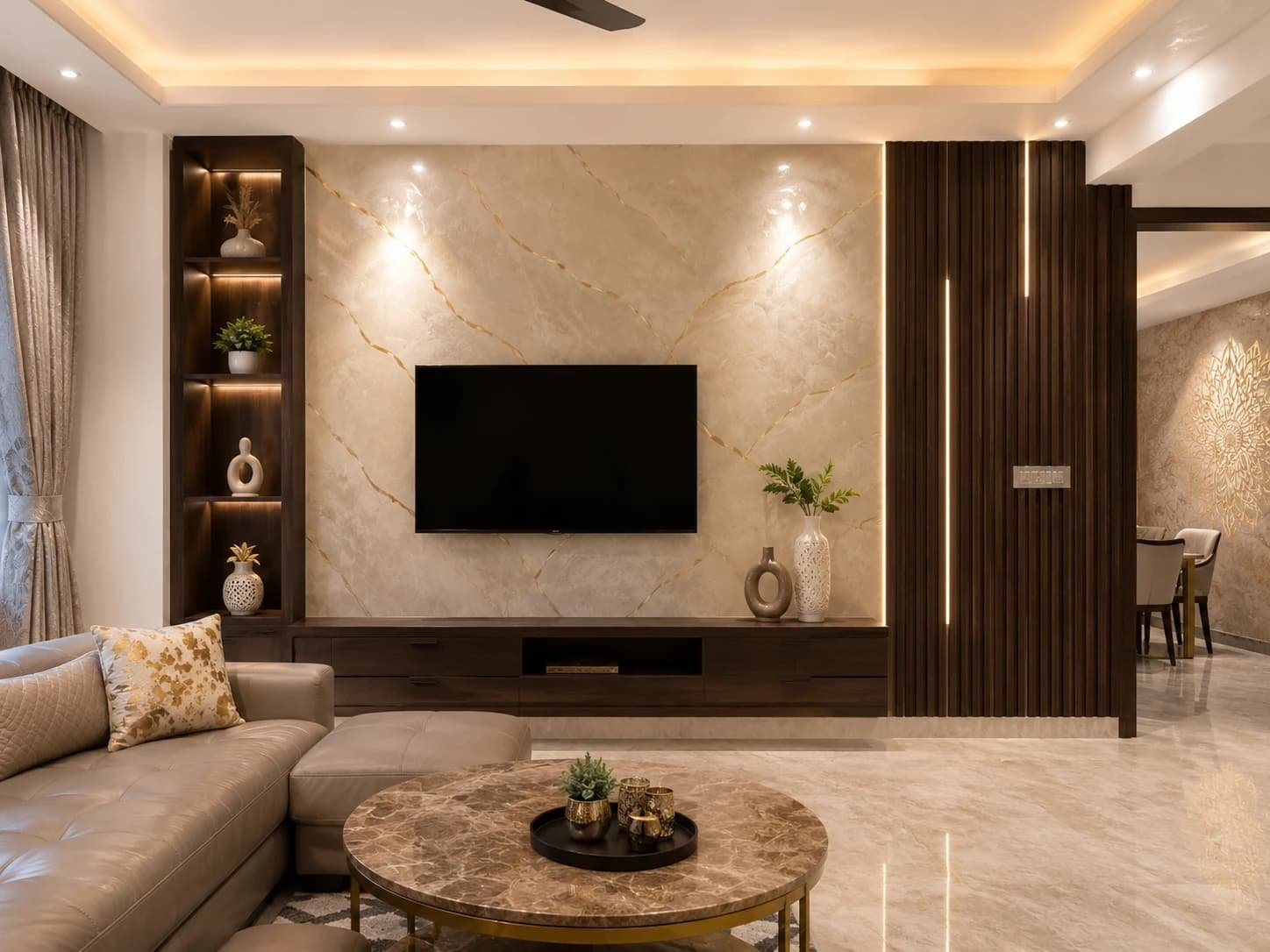 Asian Paints Royale Play marble-effect TV feature wall in Banjara Hills Hyderabad