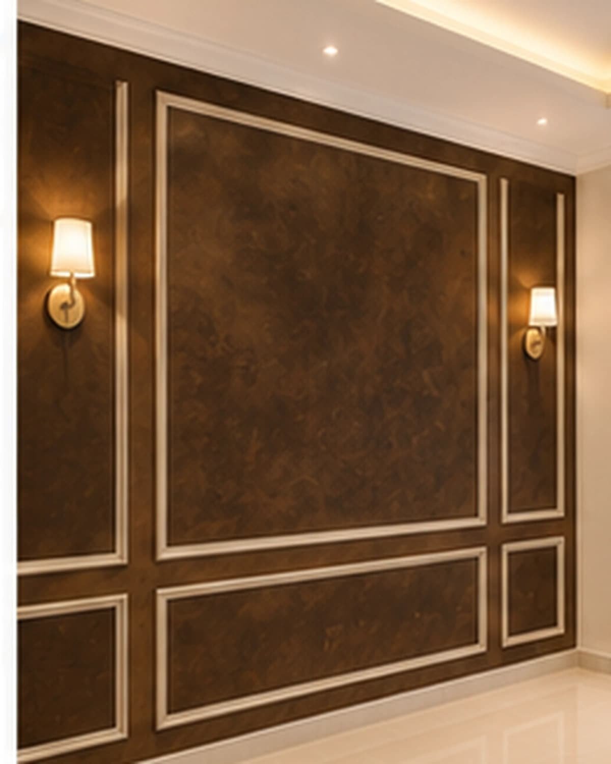 Brown Texture and Moulding Wall Hyderabad Representative brown texture and moulding feature wall in Jubilee Hills Hyderabad