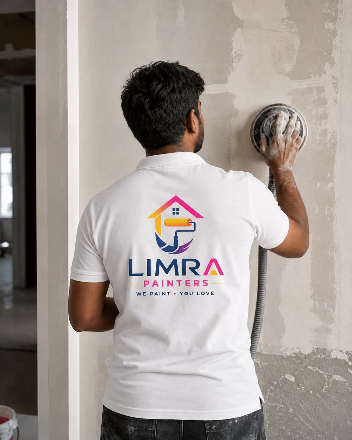 Representative wall sanding and putty preparation visual in Hyderabad